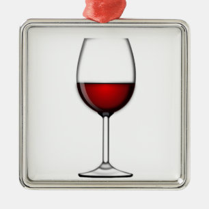 GLAS AUS ROTEM WEIN ORNAMENT AUS METALL