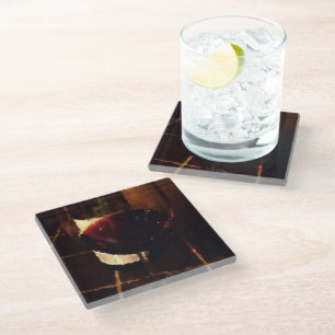 Glas aus Rotwein Fotografie Kunst Glasuntersetzer
