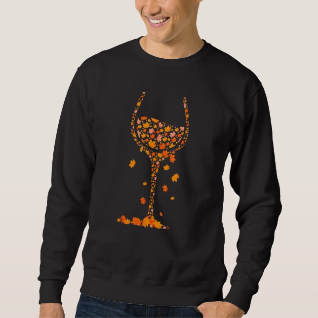Glas aus Weinmapfelblättern Herbst Wein trinken Sweatshirt (Vorderseite)