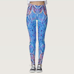 Glas befleckt in Blauem u. in Rotem Leggings