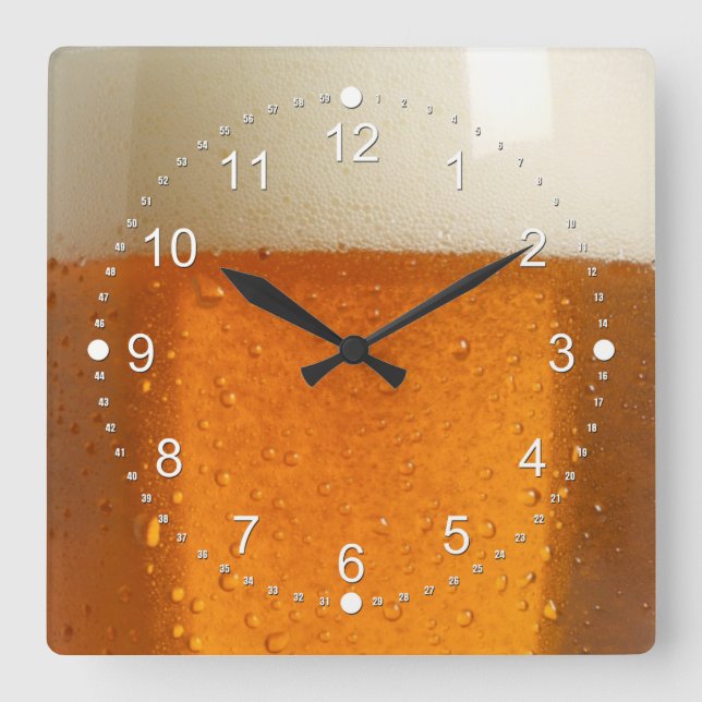 Glas Bier Quadratische Wanduhr (Vorderseite)