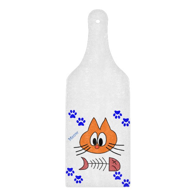 Glas Cat Fish Meow Schneidebrett (Vorderseite)