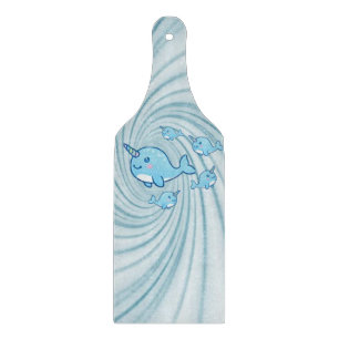 Glas Cutting Board Narwhal Blue Schneidebrett