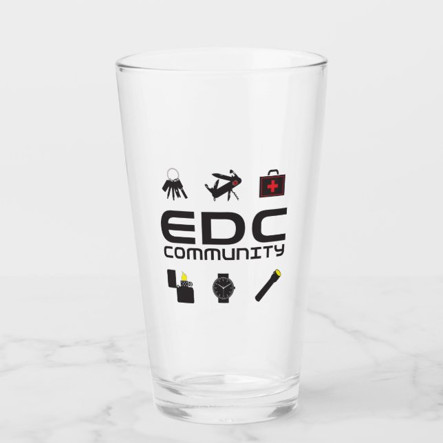 Glas - EDCC-Logo in schwarz mit Farben (Vorderseite)