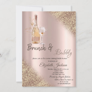 Glas, Flasche Glitzer Bokeh Brunch & Bubbly Einladung