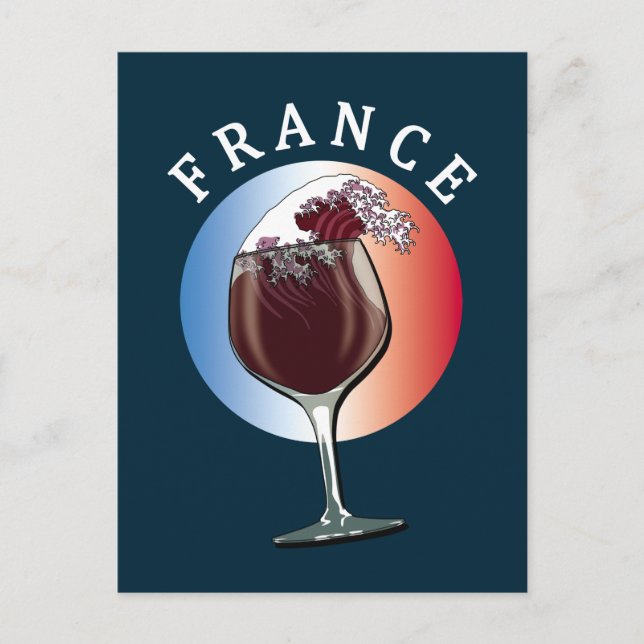 Glas französischen Weins - Frankreich Postkarte (Vorderseite)