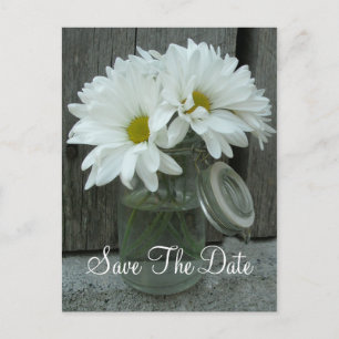 Glas Gänseblümchen, die Save the Date Wedding sind Ankündigungspostkarte