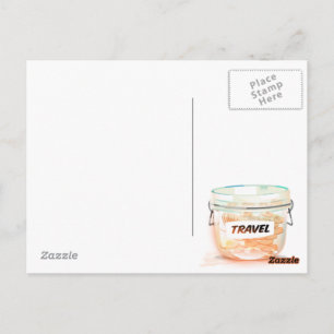 Glas-Geld-Reise-Gefäß Postkarte