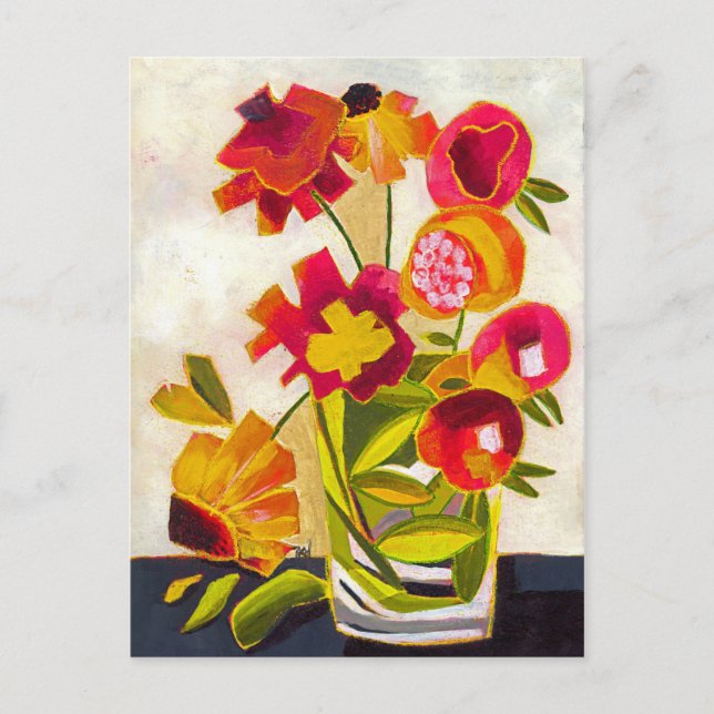 Glas Halb voll Postkarte (Vorderseite)