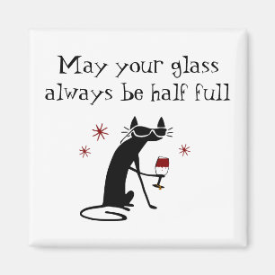 Glas Halb Wein Toast mit Katze Magnet