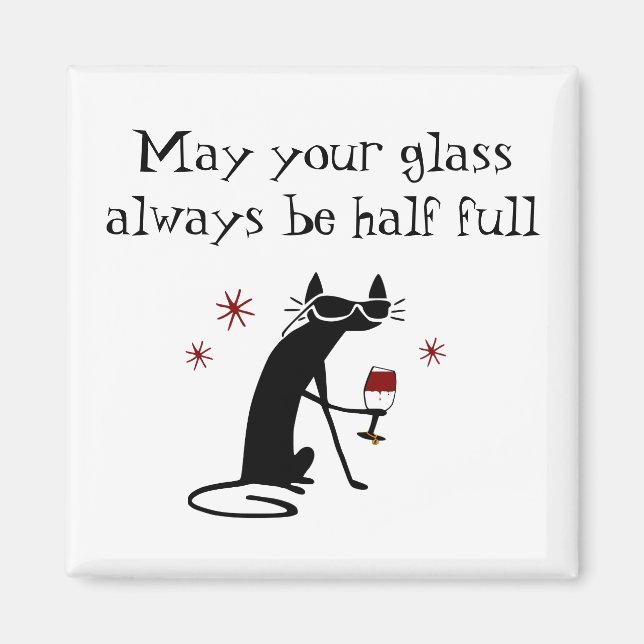 Glas Halb Wein Toast mit Katze Magnet (Vorne)