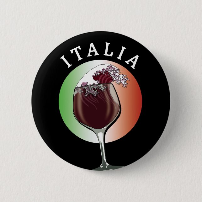 Glas italienischen Weins - Italien, Italien Button (Vorderseite)