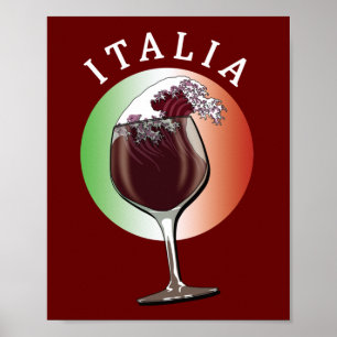 Glas italienischen Weins - Italien, Italien Poster