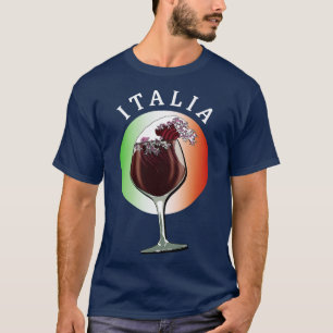 Glas italienischen Weins und italienische Flagge T-Shirt