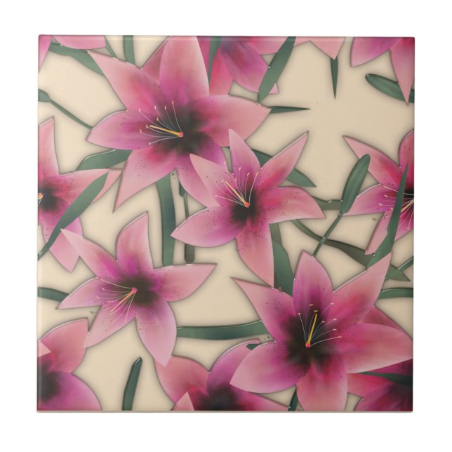 Glas, Lilien, Fliesen (Vorderseite)