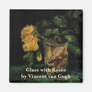 Glas mit Rose von Vincent van Gogh Magnet