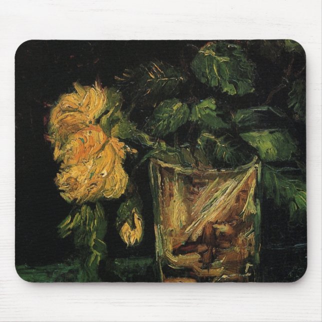 Glas mit Rose von Vincent van Gogh Mousepad (Vorne)