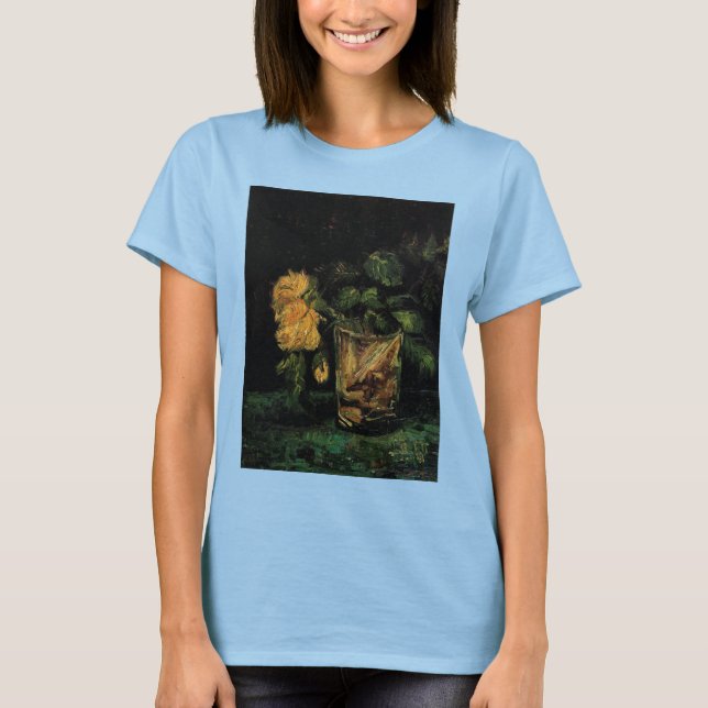 Glas mit Rose von Vincent van Gogh T-Shirt (Vorderseite)