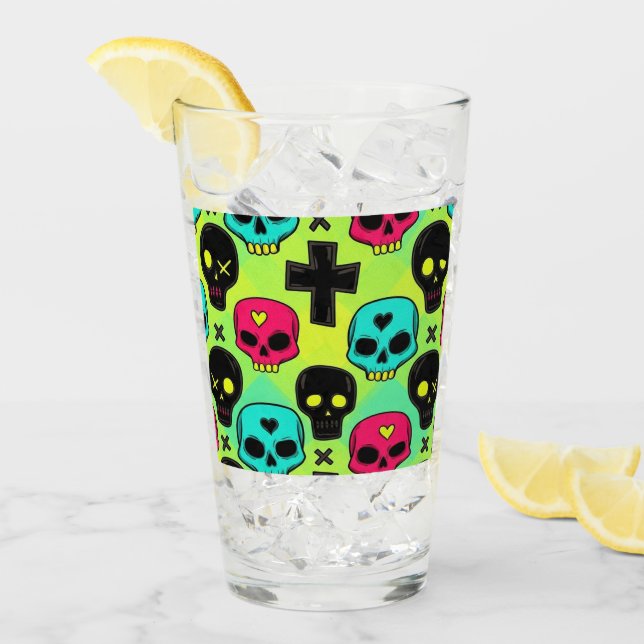 Glas mit Totenkopfmuster (Vorderseite Ice)