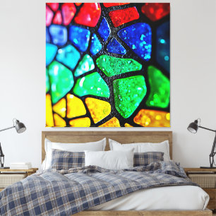 Glas-Mosaik-Kunst in glänzendem Regenbogen Leinwanddruck