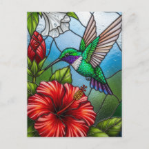 Glas-Patchwork-Kolibri-Garten-Blumenmosaik