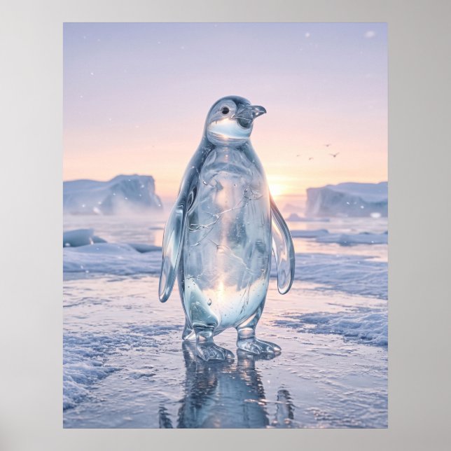 Glas Pinguin Eis Horizont Poster (Vorne)