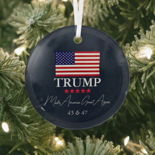 GLAS PRÄSIDENT DONALD TRUMP WEIHNACHTSORNAMENT