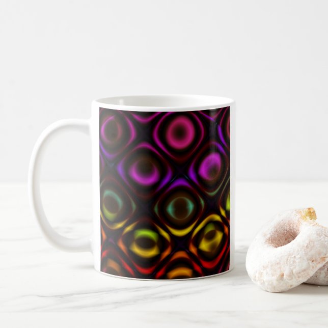Glas | Rainbow Fraktal Art Kaffeetasse (Mit Donut)