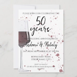 Glas roter Wein Aquarell auf Weiß Einladung