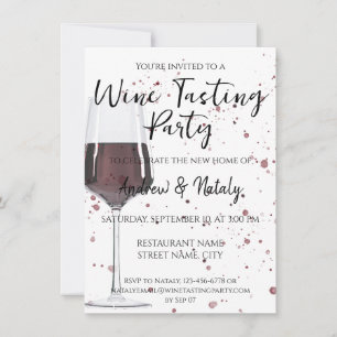 Glas Rotwein Aquarell Einladung
