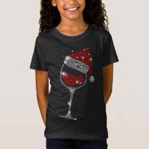 Glas Rotwein Weihnachtsmannmütze Weihnachtsfamilie T-Shirt