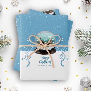 Glas-Schneeball-Winterdorf-Laubwerk Weihnachten Geschenkpapier Set
