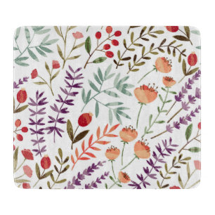 GLAS SCHNEIDBRETT : BLUMEN & BLÄTTER SCHNEIDEBRETT