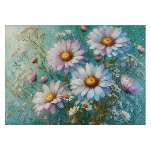 Glas Schneidbrett Daisy Floral Schneidebrett (Vorderseite)