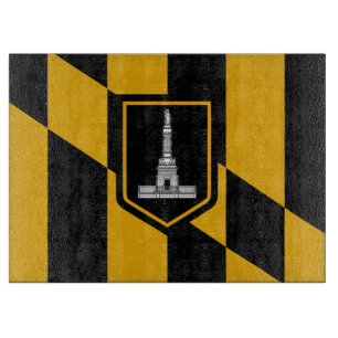 Glas-Schneidbrett mit der Flagge von Baltimore Cit Schneidebrett