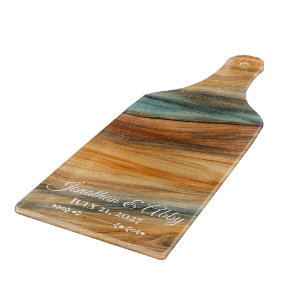Glas-Schneidbrett mit Holz-Optik Hochzeitsgesche Schneidebrett