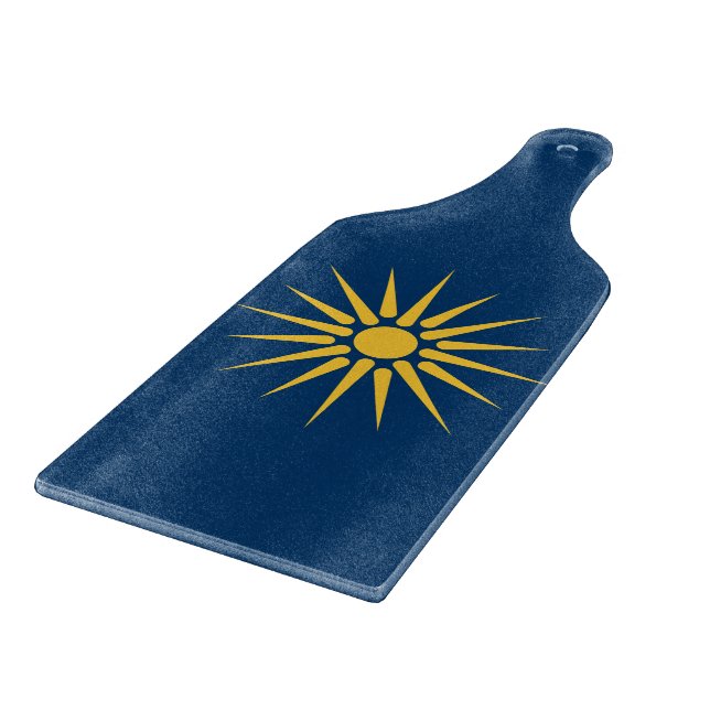 Glas-Schneidbrett-Schieber mit der Flagge Mazedoni Schneidebrett (Ecke)