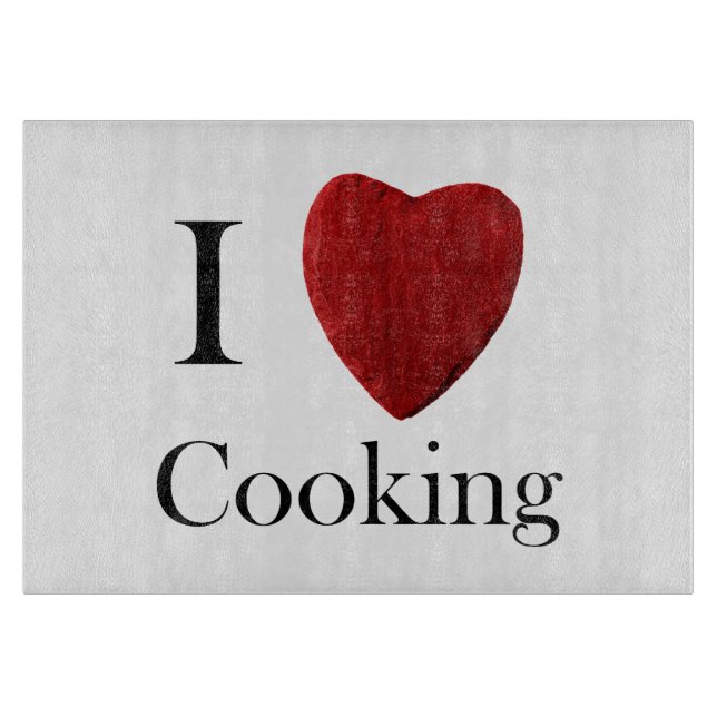 Glas Schneidebrett I Love Cooking (Vorderseite)