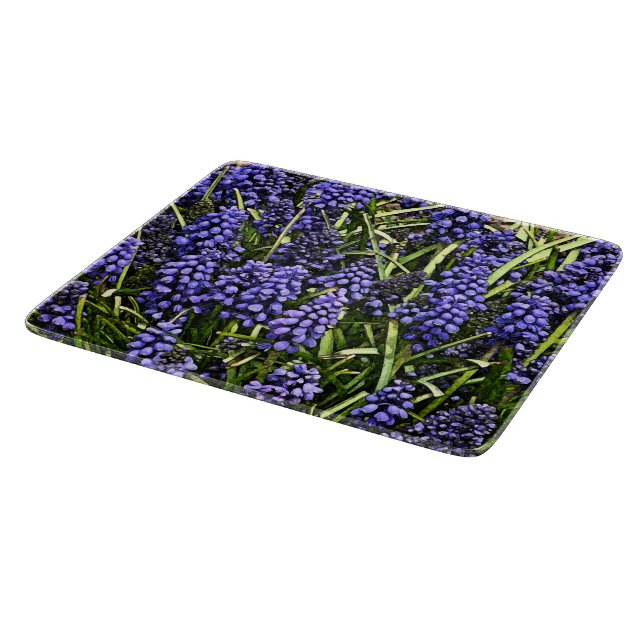 GLAS-SCHNITTSTELLE "GRAPE HYACINTHS" SCHNEIDEBRETT (Ecke)