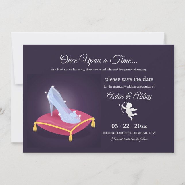 Glas-Schuh Save-the-Date-Ankündigung Einladung (Vorderseite)