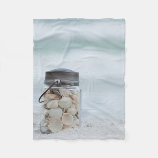 Glas Seashells auf dem Strand | Florida Fleecedecke (Vorderseite)