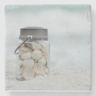 Glas Seashells auf dem Strand Florida Steinuntersetzer