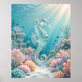Glas-Seepferdchen Ozean-Glanz Poster