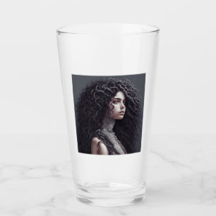 Glas-Tumbler mit langen lockigen Haaren Glas