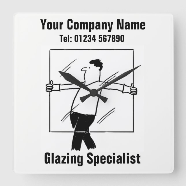 Glas und glänzende Bürowand Quadratische Wanduhr (Vorderseite)