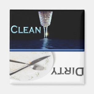 Glas und Teller-saubere und schmutzige Magnet