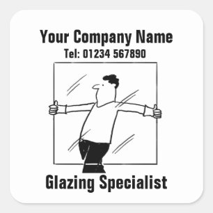 Glas und Verglasung Cartoon Quadratischer Aufkleber