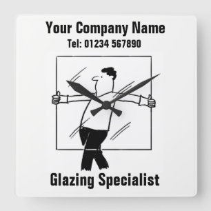 Glas- und Verglasungsbüro-Wanduhr Quadratische Wanduhr