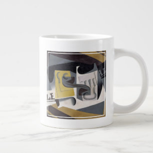 Glas und Zeitung, 1917 (Öl auf Sperrholz) Jumbo-Tasse