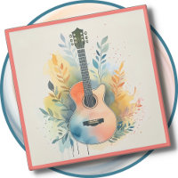 Glas UNTERSETZER - Akustische Gitarre auf einem Un